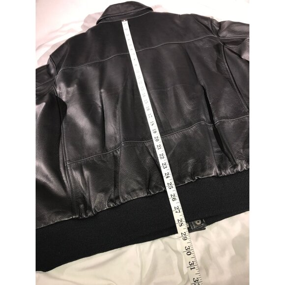 Croft & Barrow Men's Black Leather Bomber Aviator Jacket - Picture 10 of 10